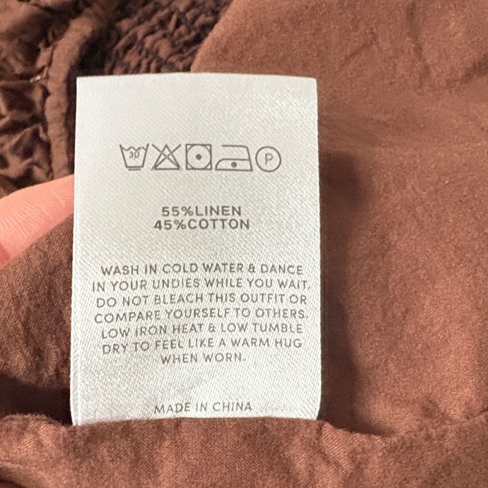 Brown linen mini dress - Picture 3 of 3